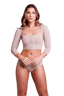 MANGA PÓS CIRURGICA COM FECHO ALTA COMPRESSÃO PRETO / BEGE (PLIE)