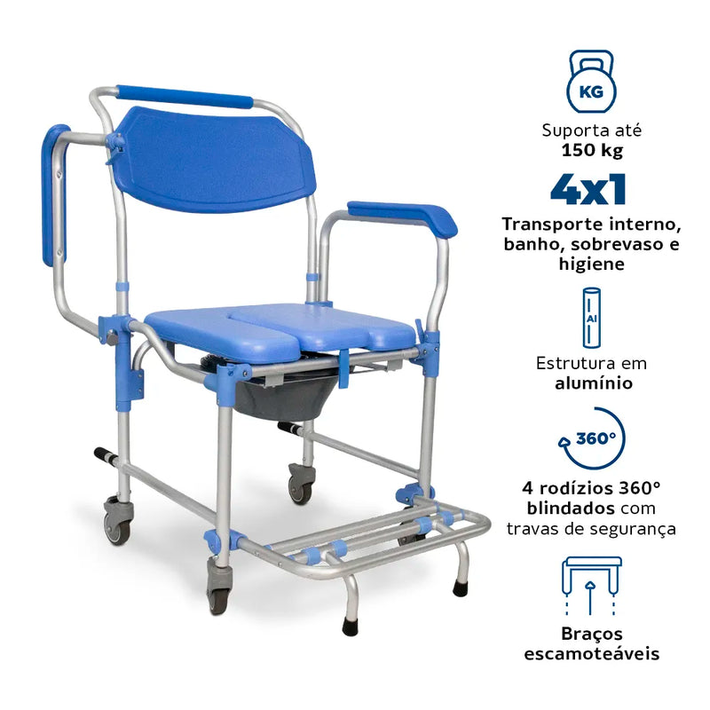 CADEIRA DE HIGIENIZACAO D60 EM ALUMINIO