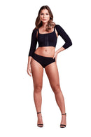 MANGA PÓS CIRURGICA COM FECHO ALTA COMPRESSÃO PRETO / BEGE (PLIE)