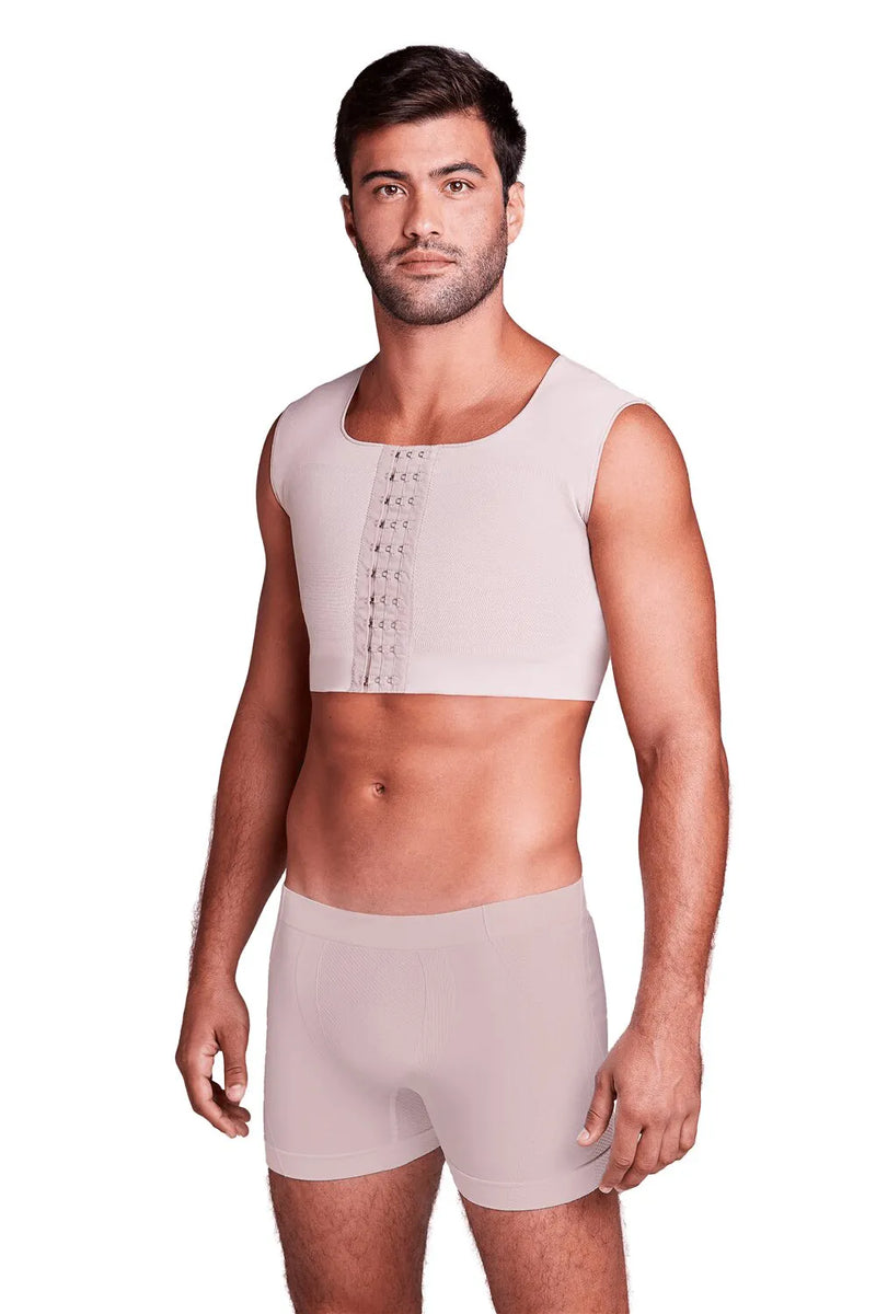 TOP COMPRESSION PÓS CIRURGICO MASCULINO PRETO / BEGE (PLIE)
