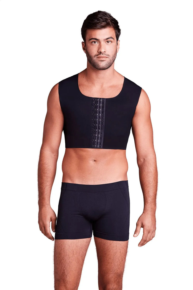 TOP COMPRESSION PÓS CIRURGICO MASCULINO PRETO / BEGE (PLIE)
